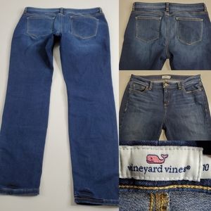 10 VINEYARD VINES DARK SKINNY STRAIGHT JEANS